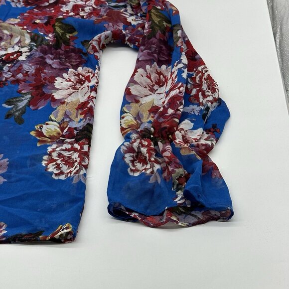 Elie Tahari Size Small Spring Blossom Print Sheer Chiffon Long Sleeve Blouse NWT - Picture 9 of 11